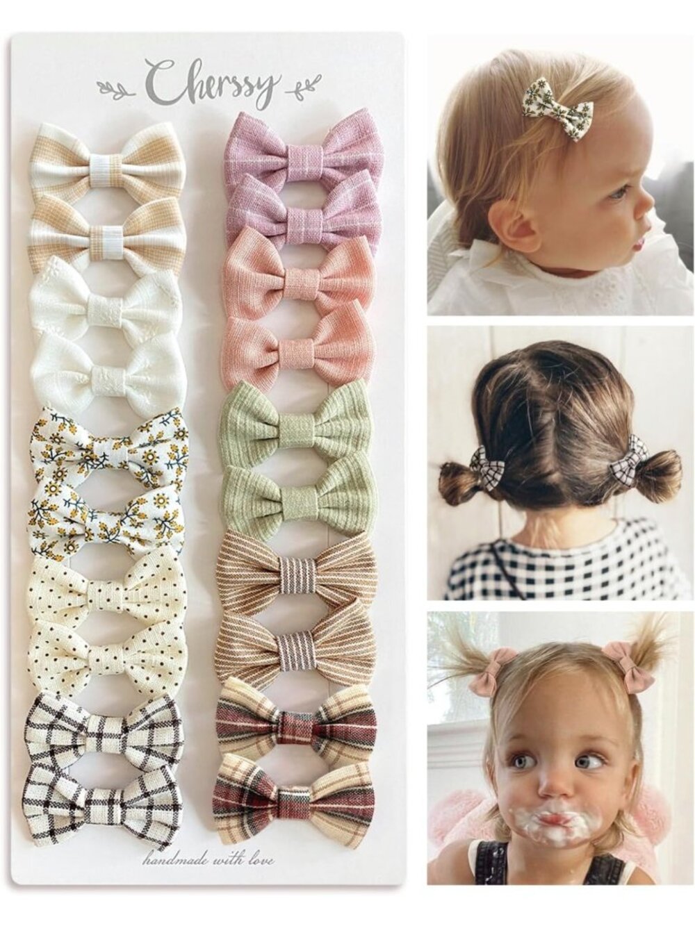 20 Pcs Baby Girls Hair Bow Clips - Toddler Fully Lined Hair Accessories